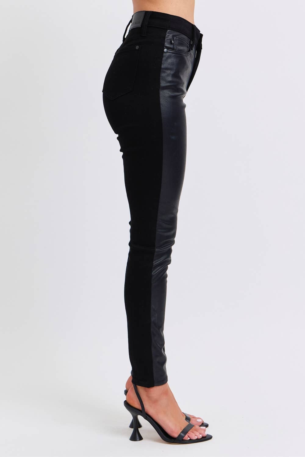 Judy Blue Faux Leather & Denim Skinny Jeans